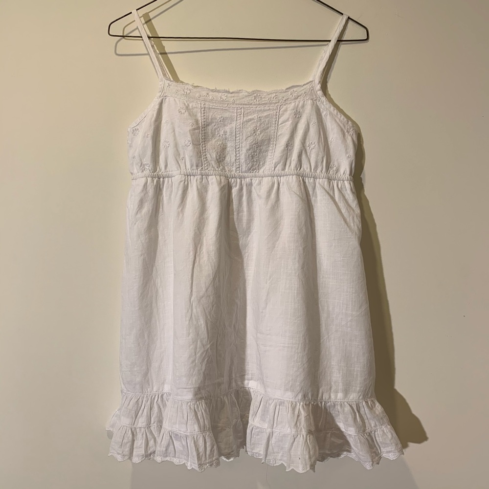 White Flowy Spaghetti Strap Tank Top